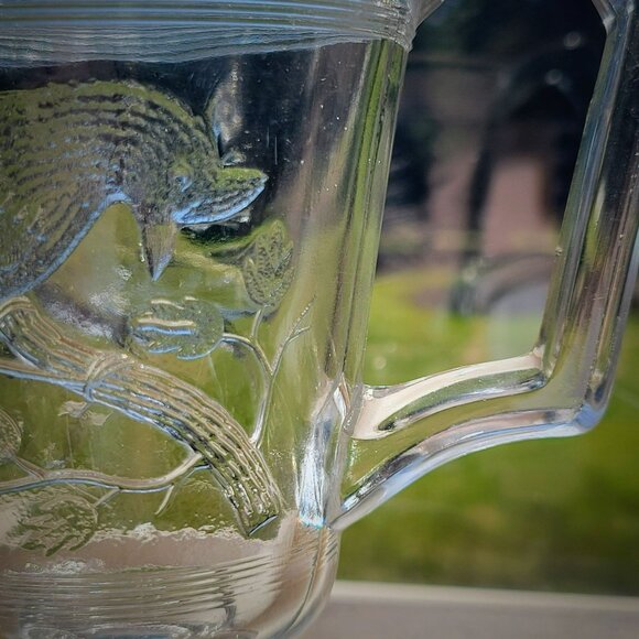 Antique EAPG Glass Creamer Cardinal Bird on Tree, Vintage Pressed Glass USA Made - Picture 6 of 12